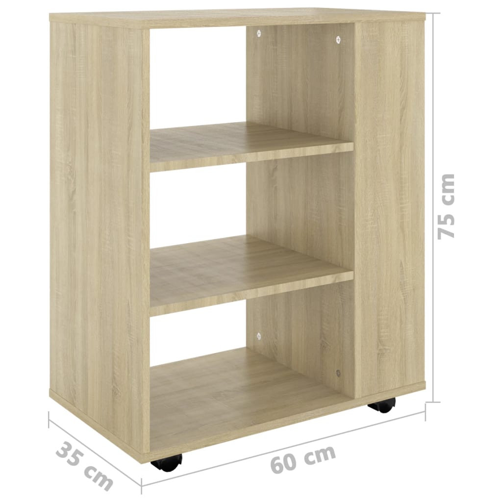 Armoire mobile 60x35x75 cm bois fini, couleur chêne