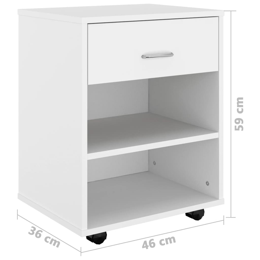 Kast verrijdbaar 46x36x59 cm bewerkt hout