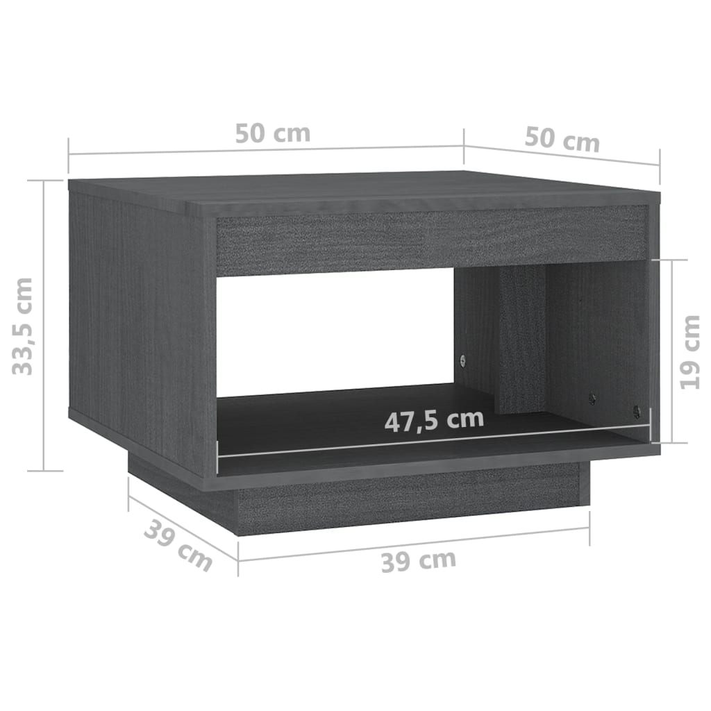 Table basse 50x50x33,5 cm en bois de pin massif