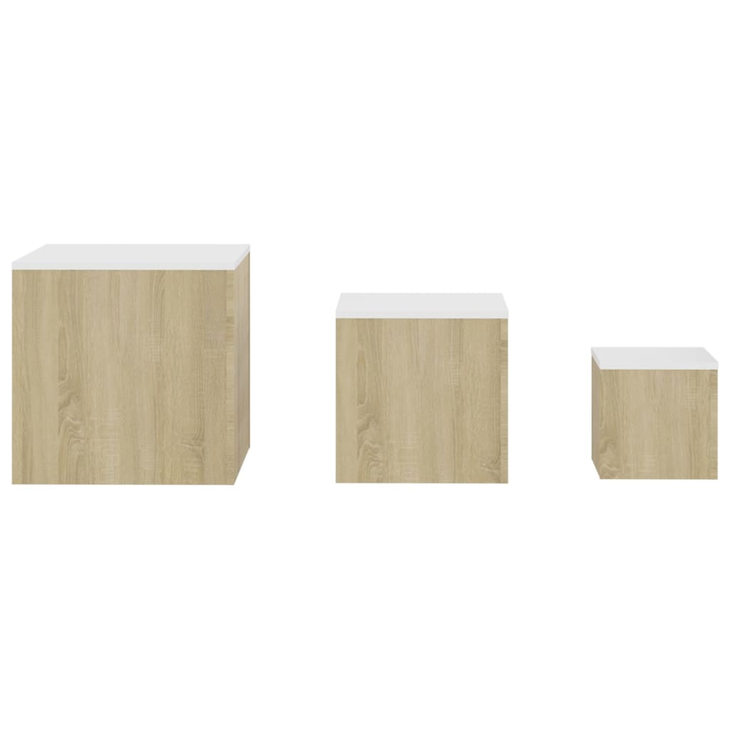 Tables d'appoint 3 pcs bois traité couleur chêne brun