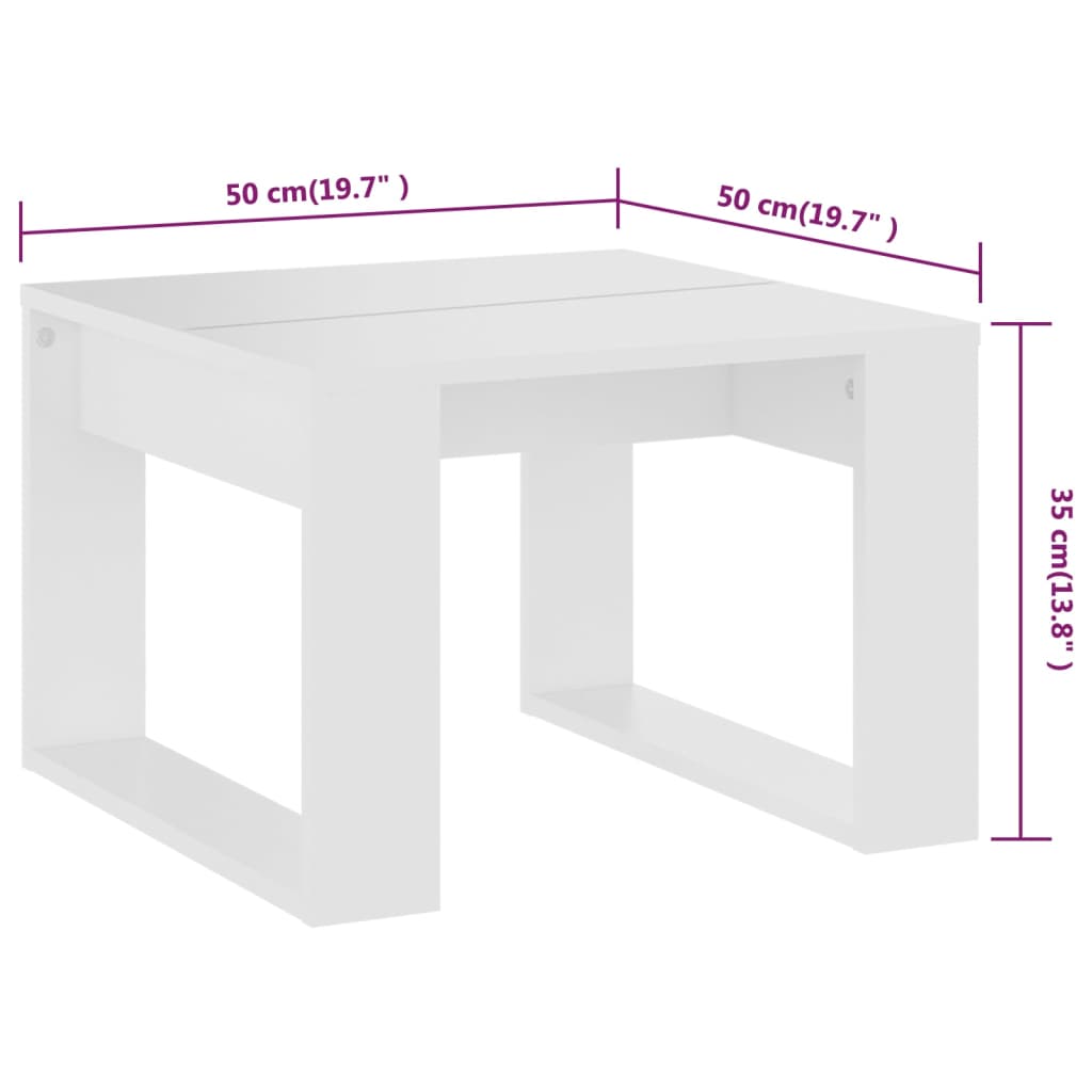 Table d'appoint 50x50x35 cm en dérivé du bois, couleur chêne