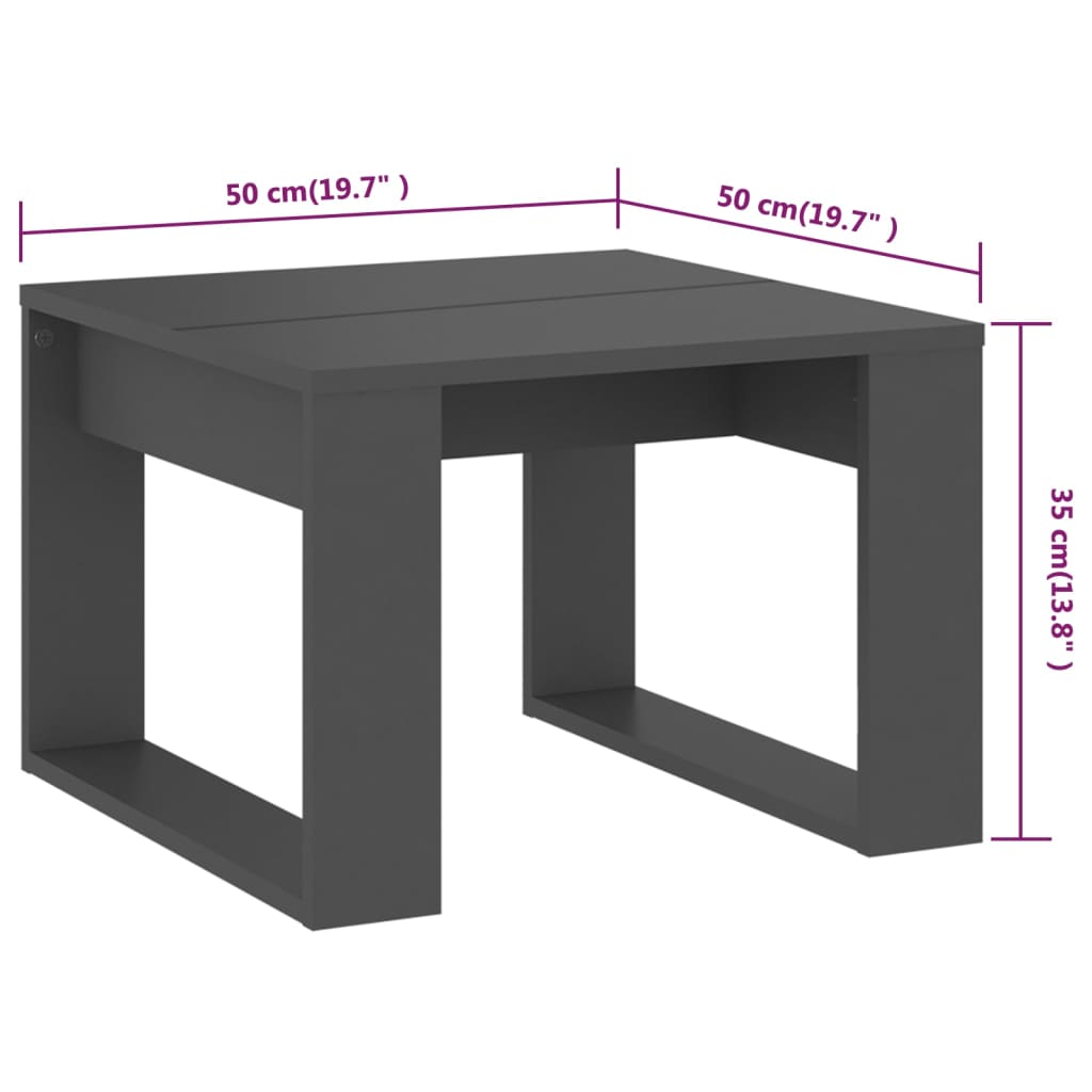 Table d'appoint 50x50x35 cm en dérivé du bois, couleur chêne