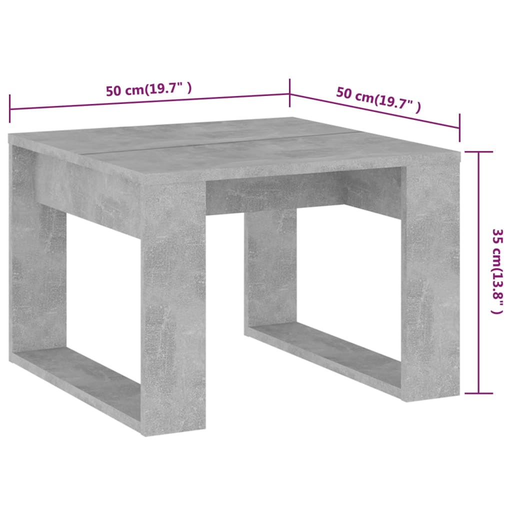 Bijzettafel 50x50x35 cm bewerkt hout eikenkleurig