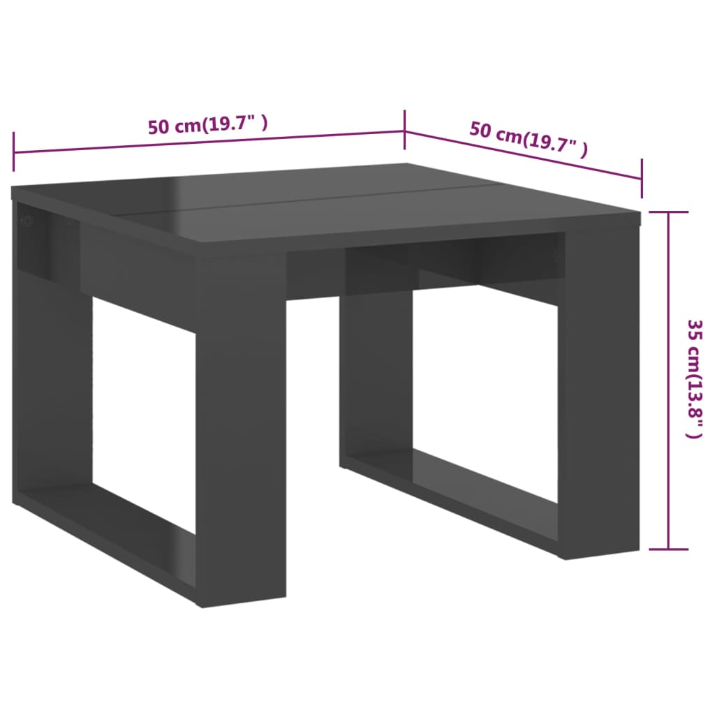 Table d'appoint 50x50x35 cm en dérivé du bois, couleur chêne