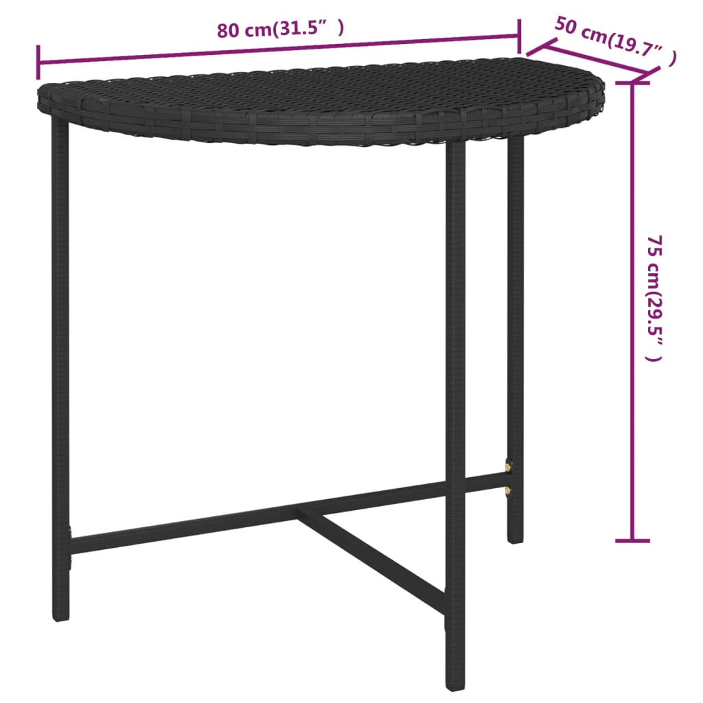 Tuintafel 80x50x75 cm poly rattan