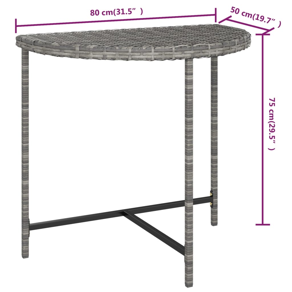 Table de jardin 80x50x75 cm poly rotin