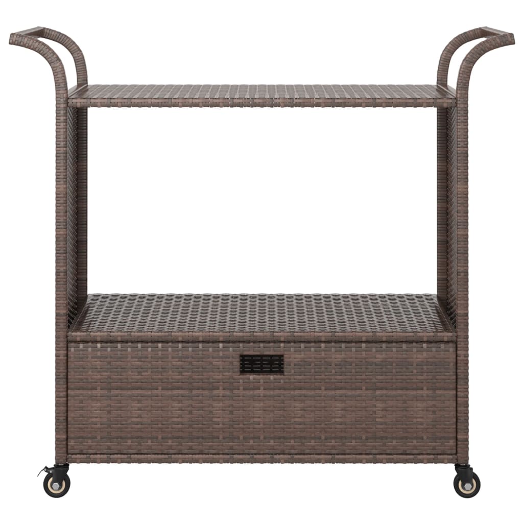 Serveerwagen met lade 100x45x97 cm poly rattan