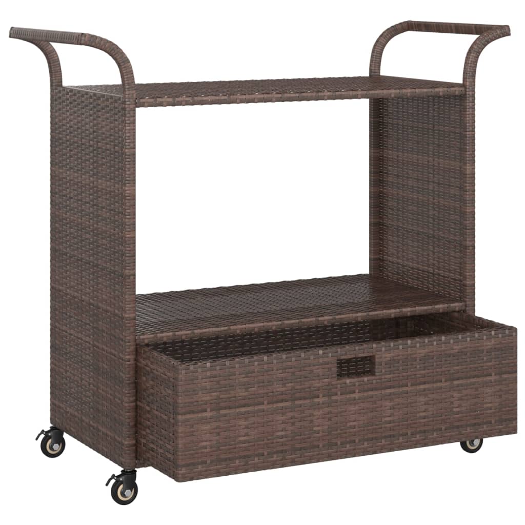 Chariot de service avec tiroir 100x45x97 cm poly rotin