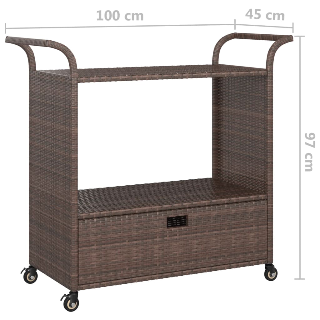 Chariot de service avec tiroir 100x45x97 cm poly rotin