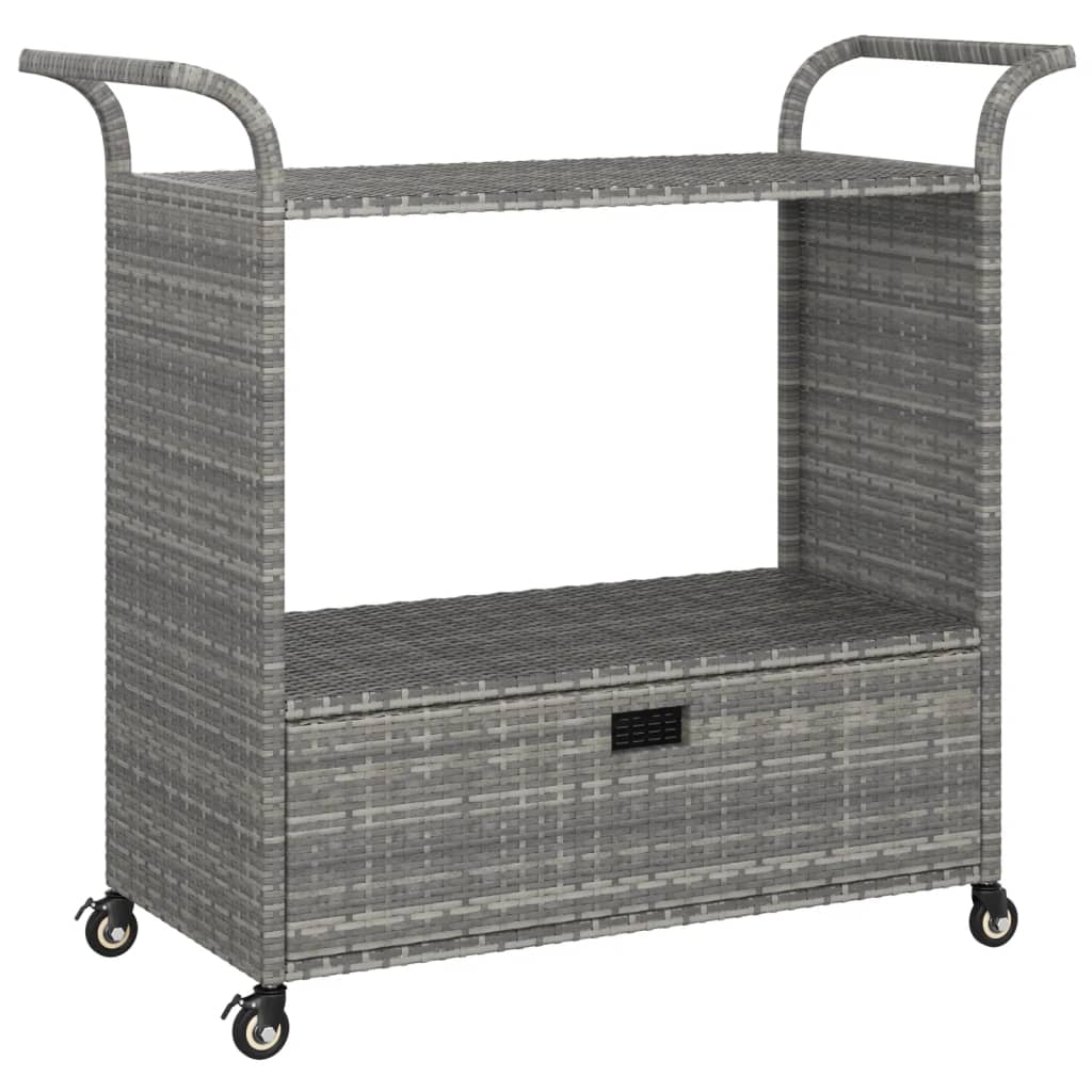 Serveerwagen met lade 100x45x97 cm poly rattan