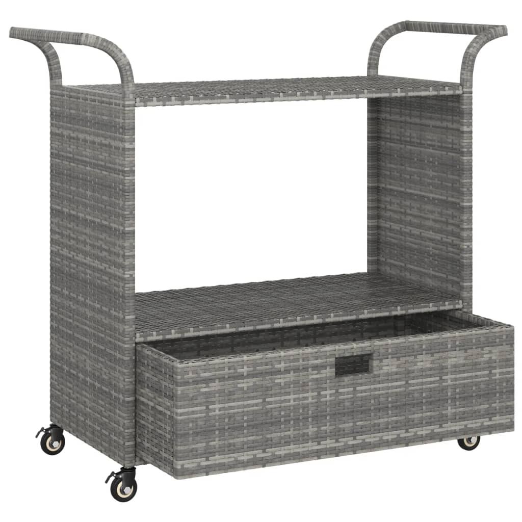 Serveerwagen met lade 100x45x97 cm poly rattan