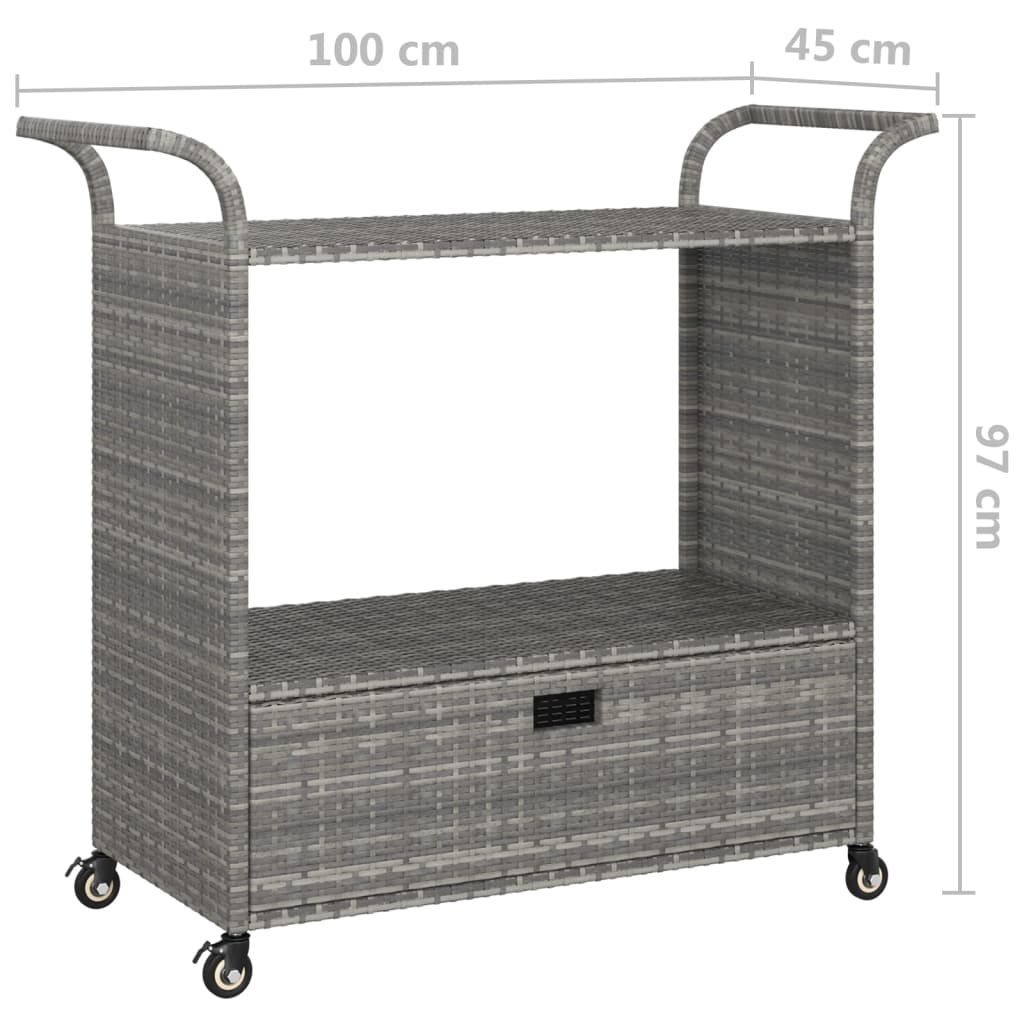 Serveerwagen met lade 100x45x97 cm poly rattan