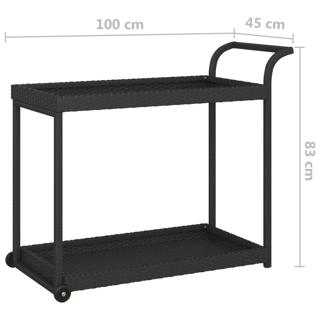 Chariot de service 100x45x83 cm poly rotin