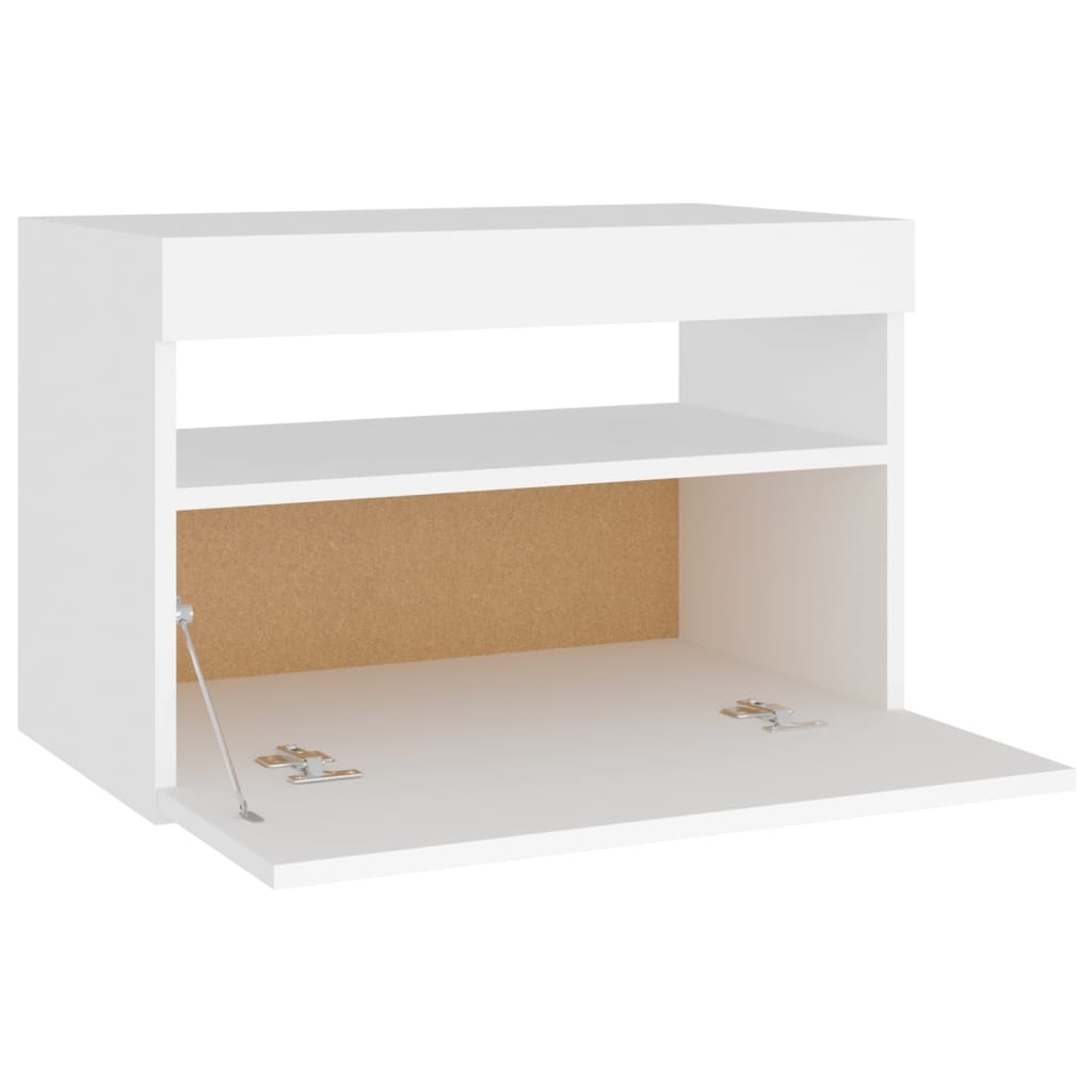 Table de chevet 2 pcs éclairage LED 60x35x40 cm bois fini