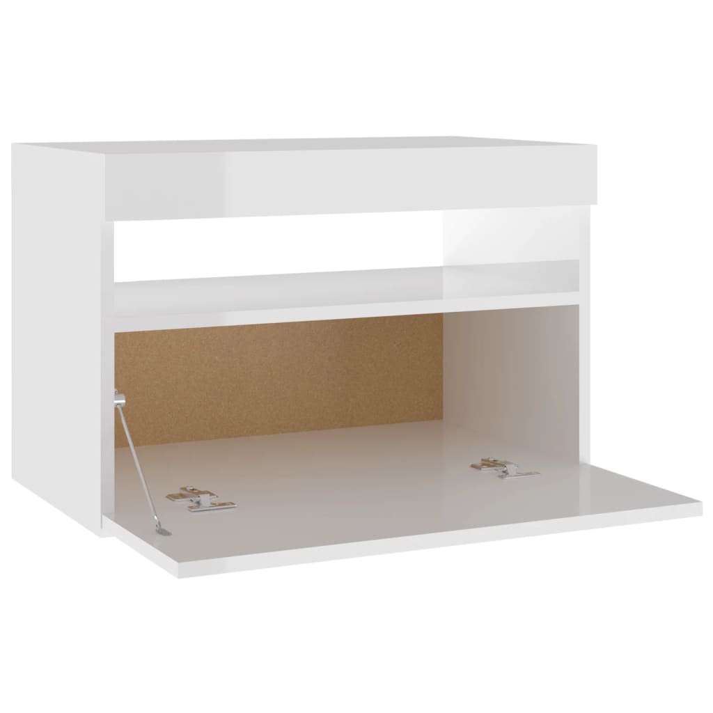 Table de chevet 2 pcs éclairage LED 60x35x40 cm bois fini