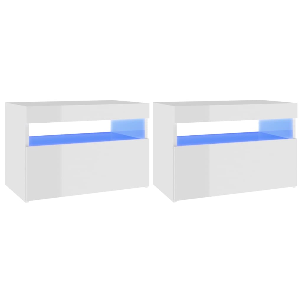 Nachtkastjes 2 st LED-verlichting 60x35x40 cm eikenkleur