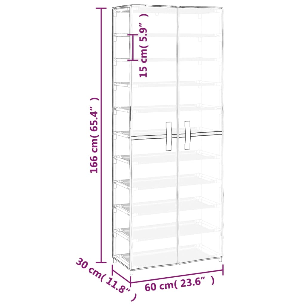 Schoenenkast 60x30x166 cm stof