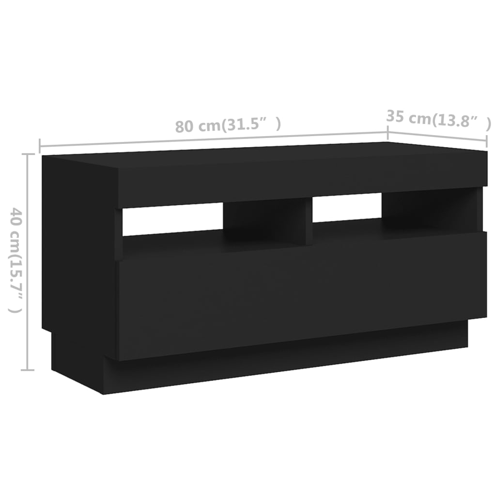 3-delige Tv-meubelset met LED's bewerkt hout