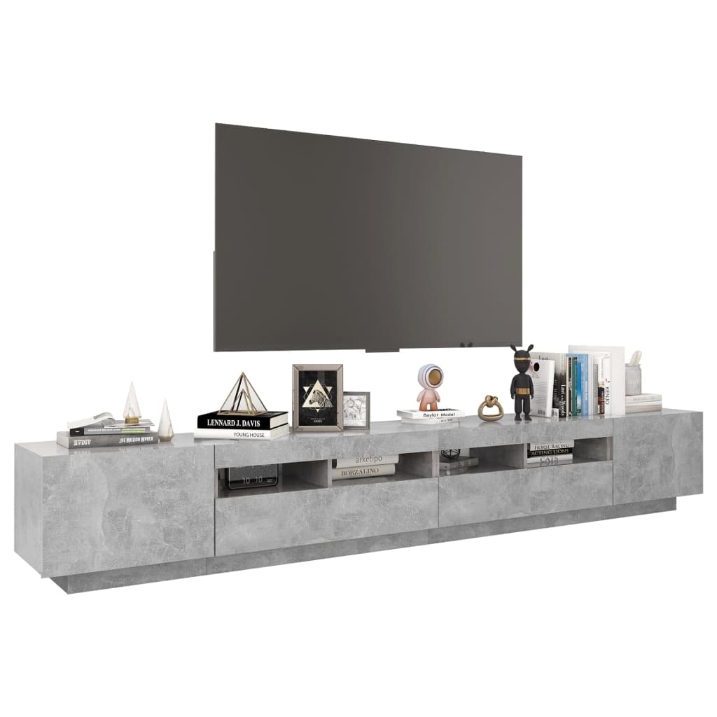 Tv-meubel met LED 260x35x40 cm bewerkt hout artisanaal eiken