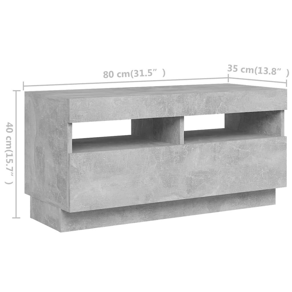 Tv-meubel met LED 260x35x40 cm bewerkt hout artisanaal eiken