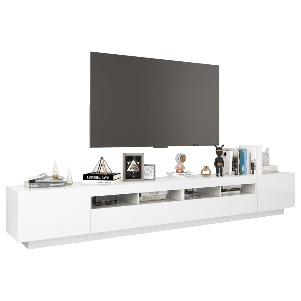 Tv-meubel met LED 260x35x40 cm bewerkt hout artisanaal eiken