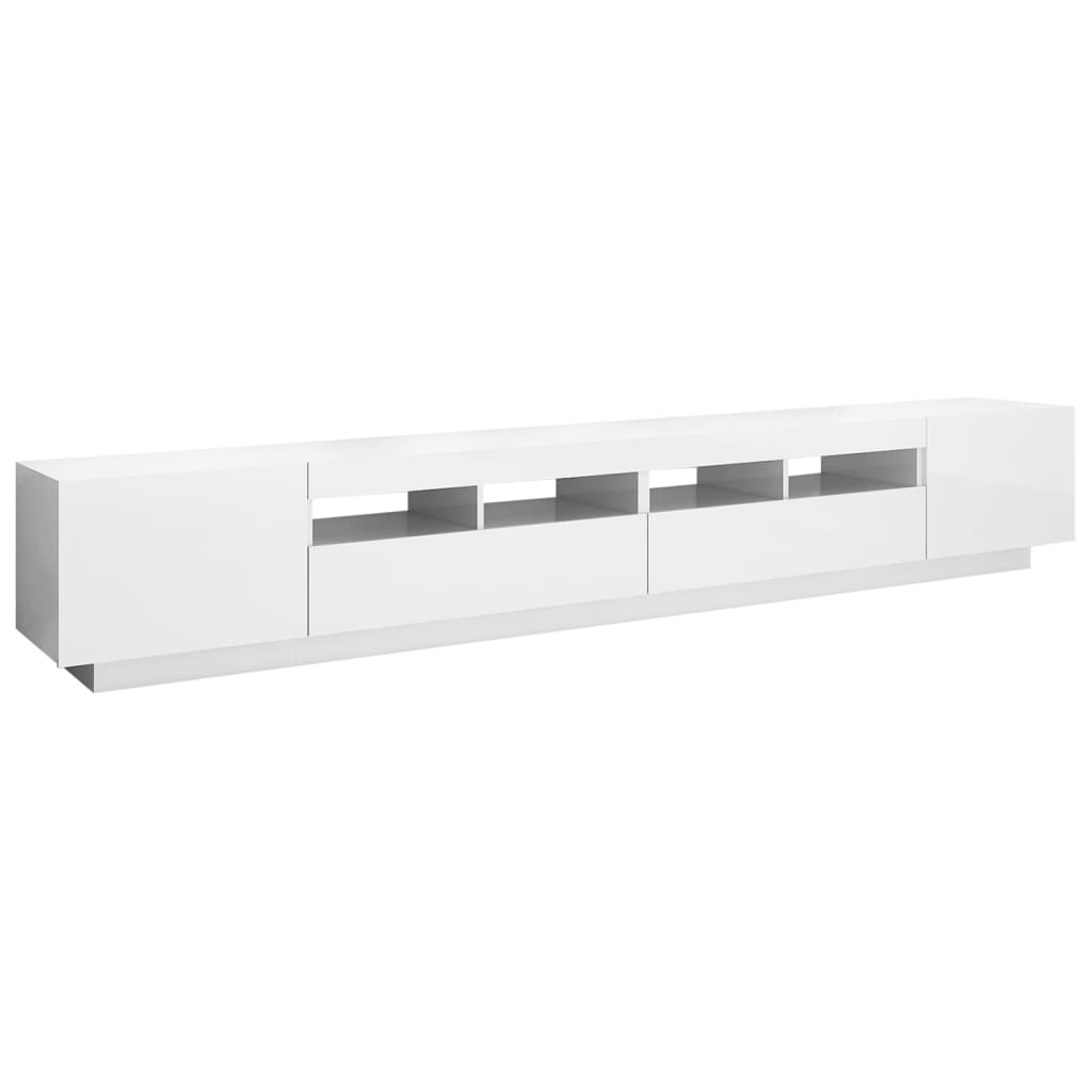 Tv-meubel met LED 260x35x40 cm bewerkt hout artisanaal eiken