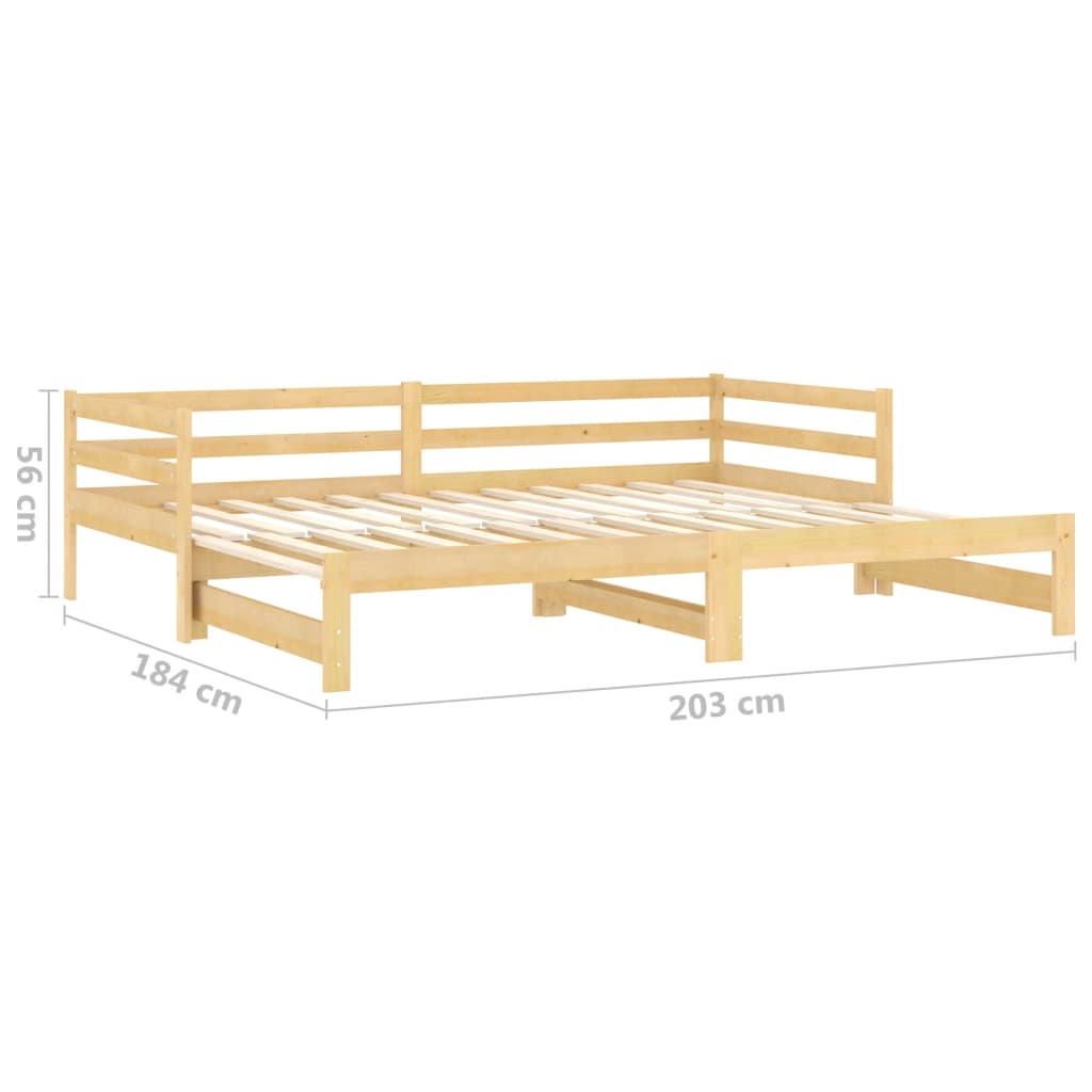 Slaapbank uitschuifbaar massief grenenhout 2x(90x200) cm