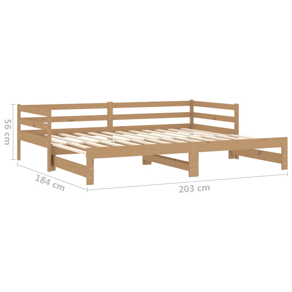 Slaapbank uitschuifbaar massief grenenhout 2x(90x200) cm