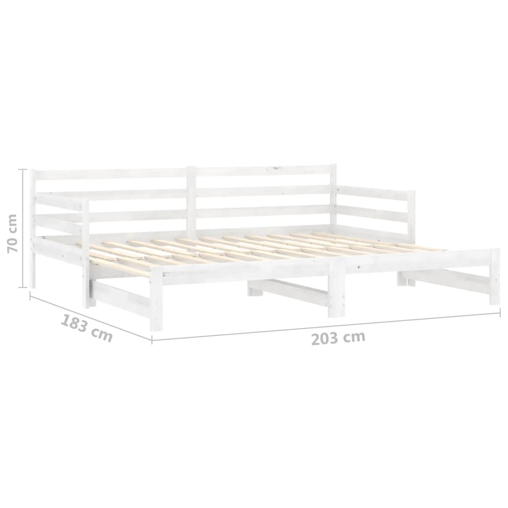 Slaapbank uitschuifbaar massief grenenhout 2x(90x200) cm