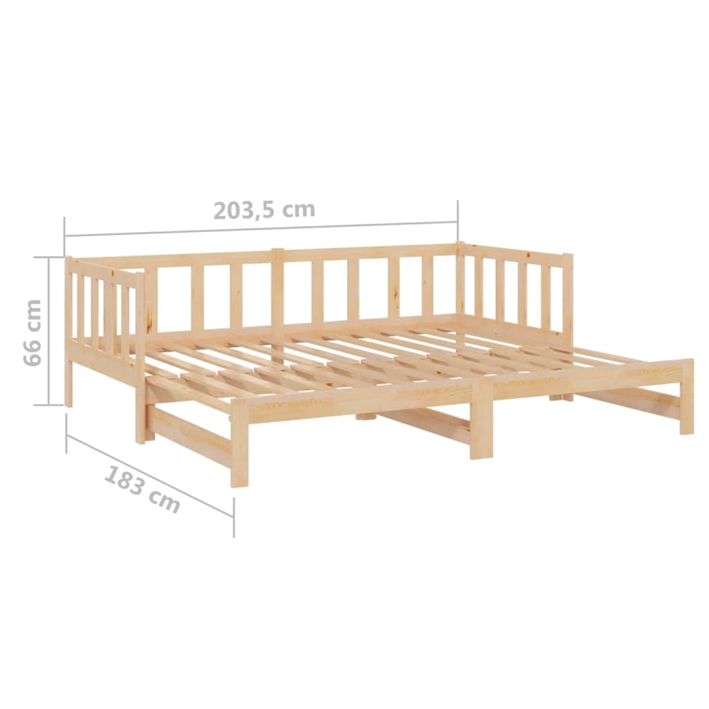 Slaapbank uitschuifbaar massief grenenhout zwart 2x(90x200) cm