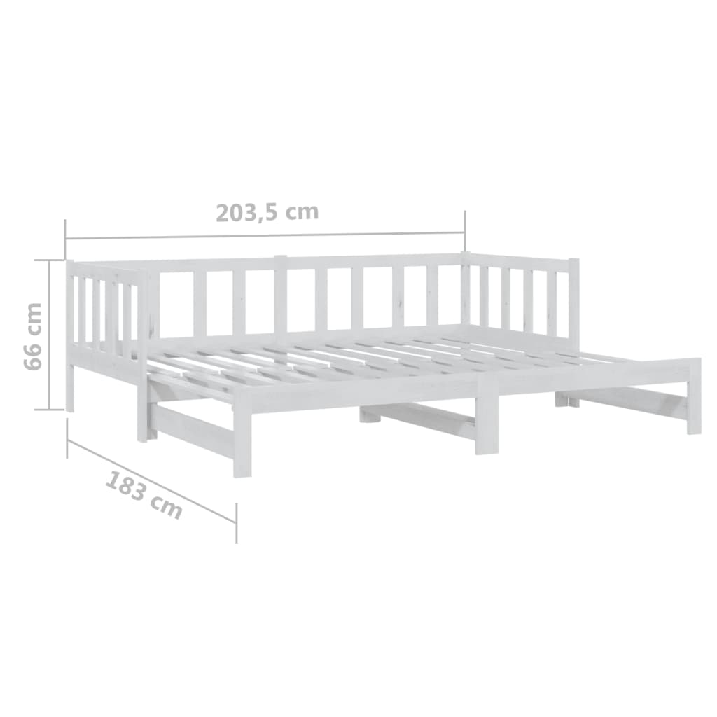 Slaapbank uitschuifbaar massief grenenhout zwart 2x(90x200) cm