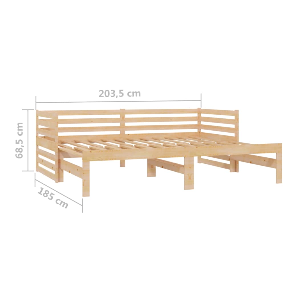 Slaapbank uitschuifbaar grenenhout 2x(90x200) cm