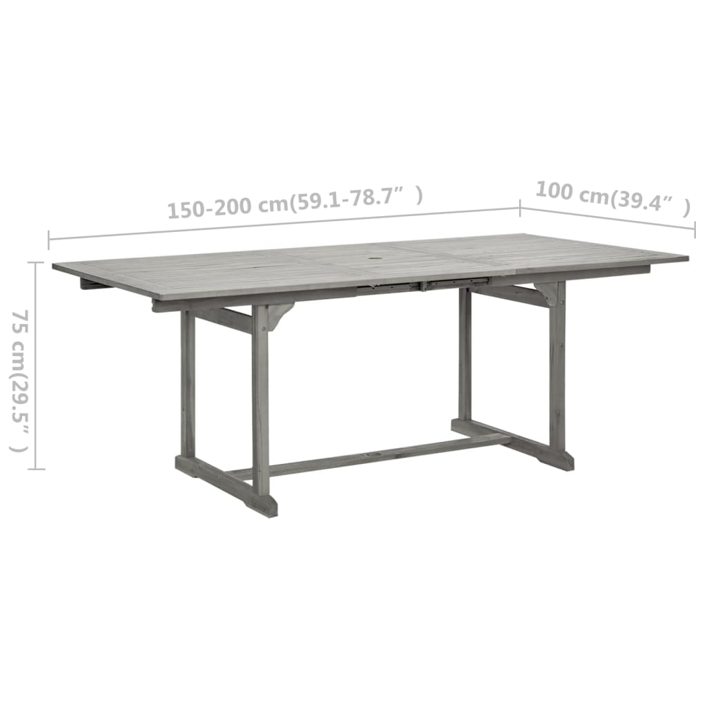 Tuintafel (120-170)x80x75 cm massief acaciahout