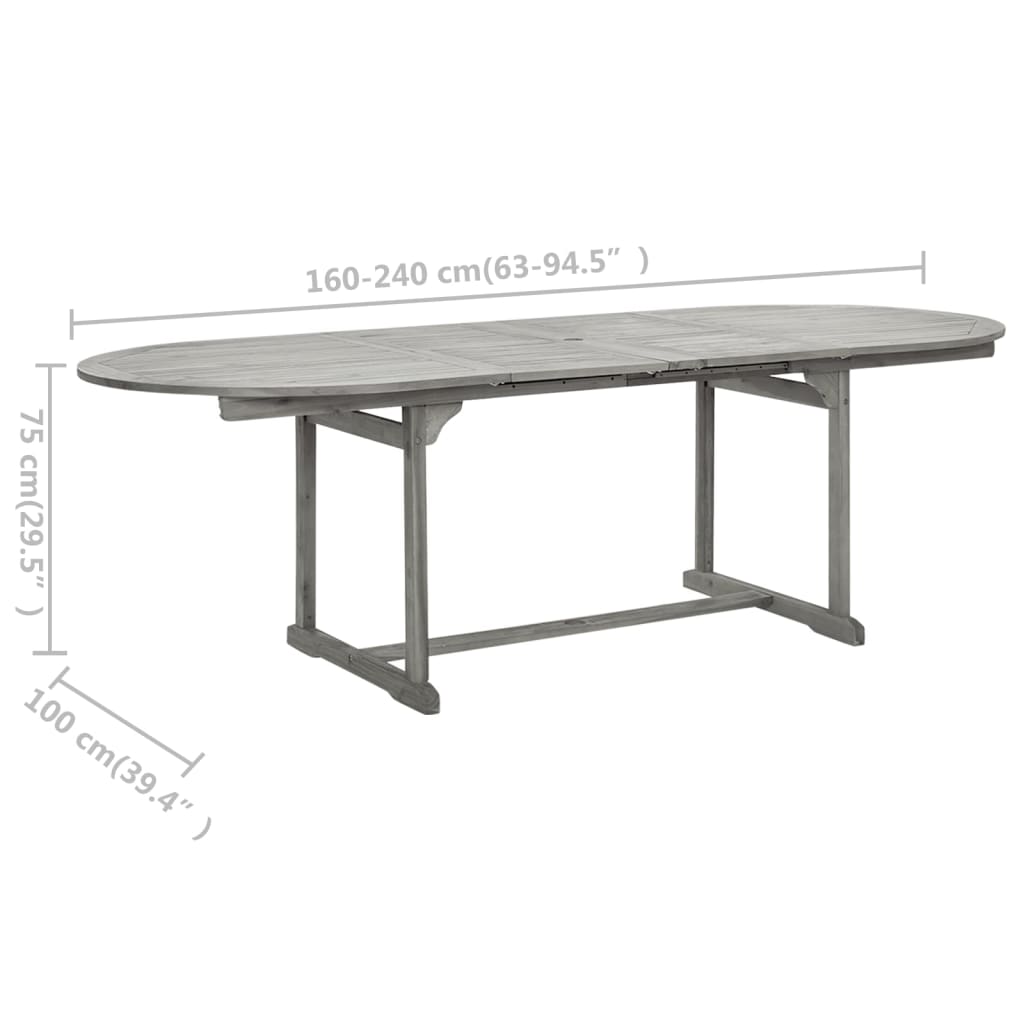 Table de jardin (120-170)x80x75 cm en bois d'acacia massif