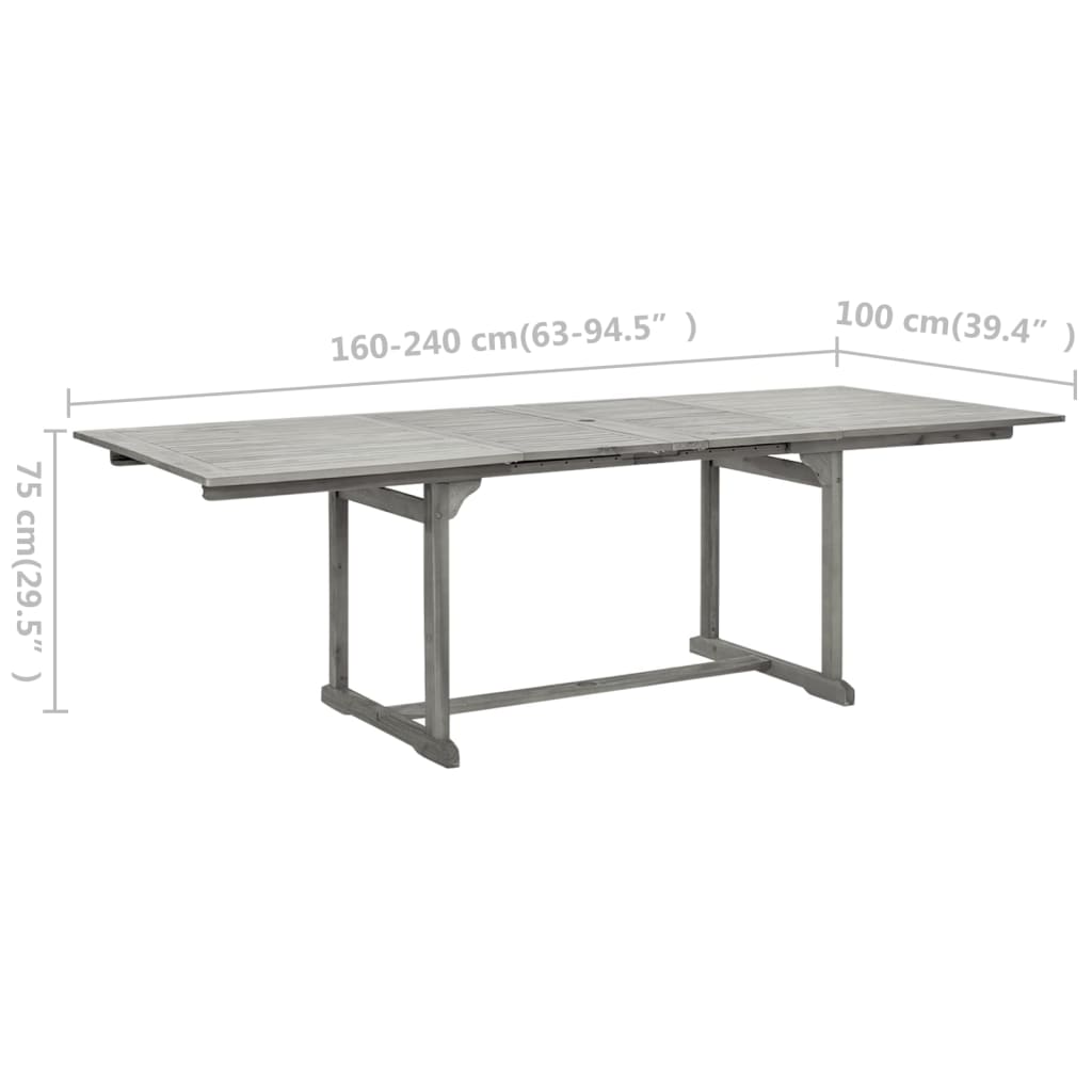 Table de jardin (120-170)x80x75 cm en bois d'acacia massif