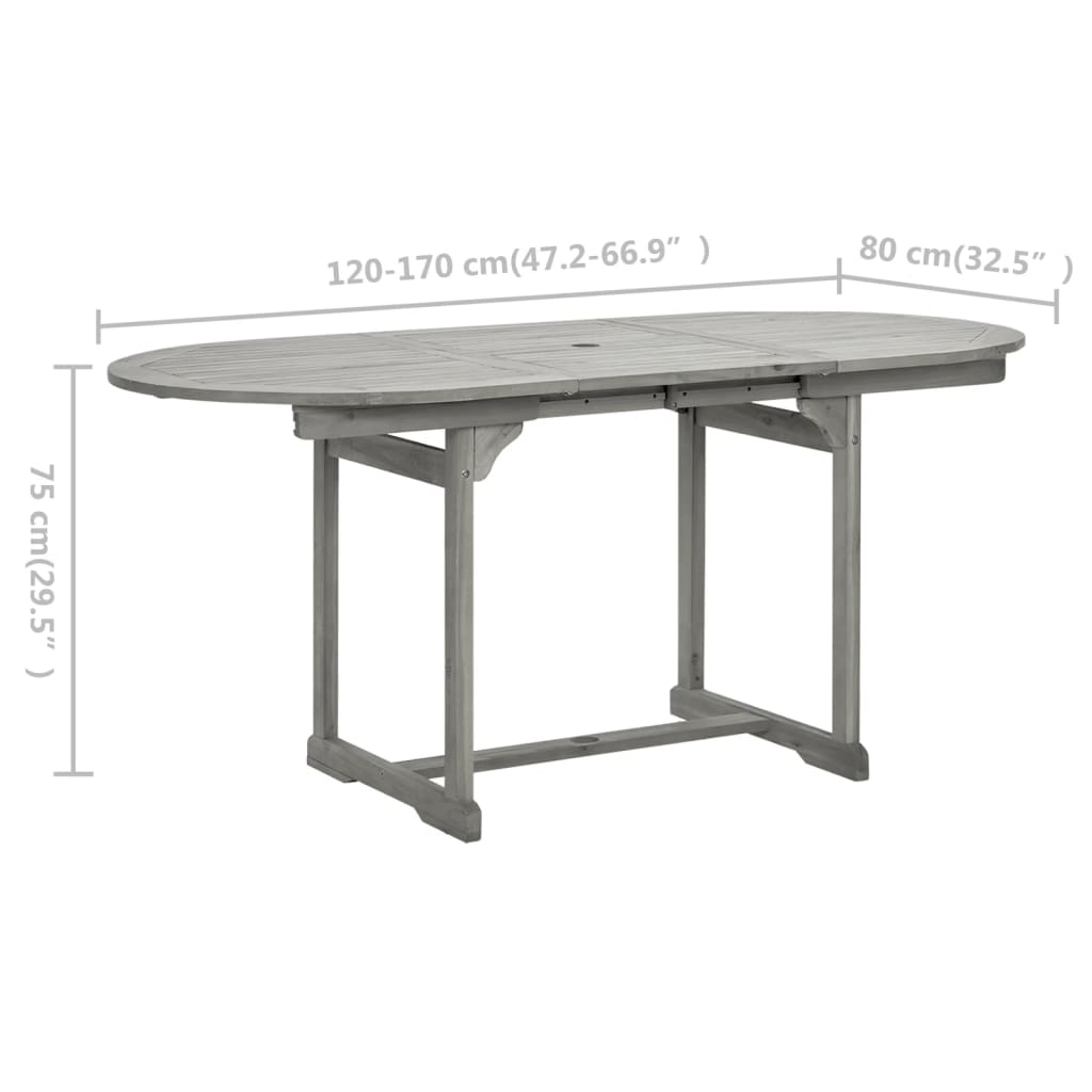 Table de jardin (120-170)x80x75 cm en bois d'acacia massif