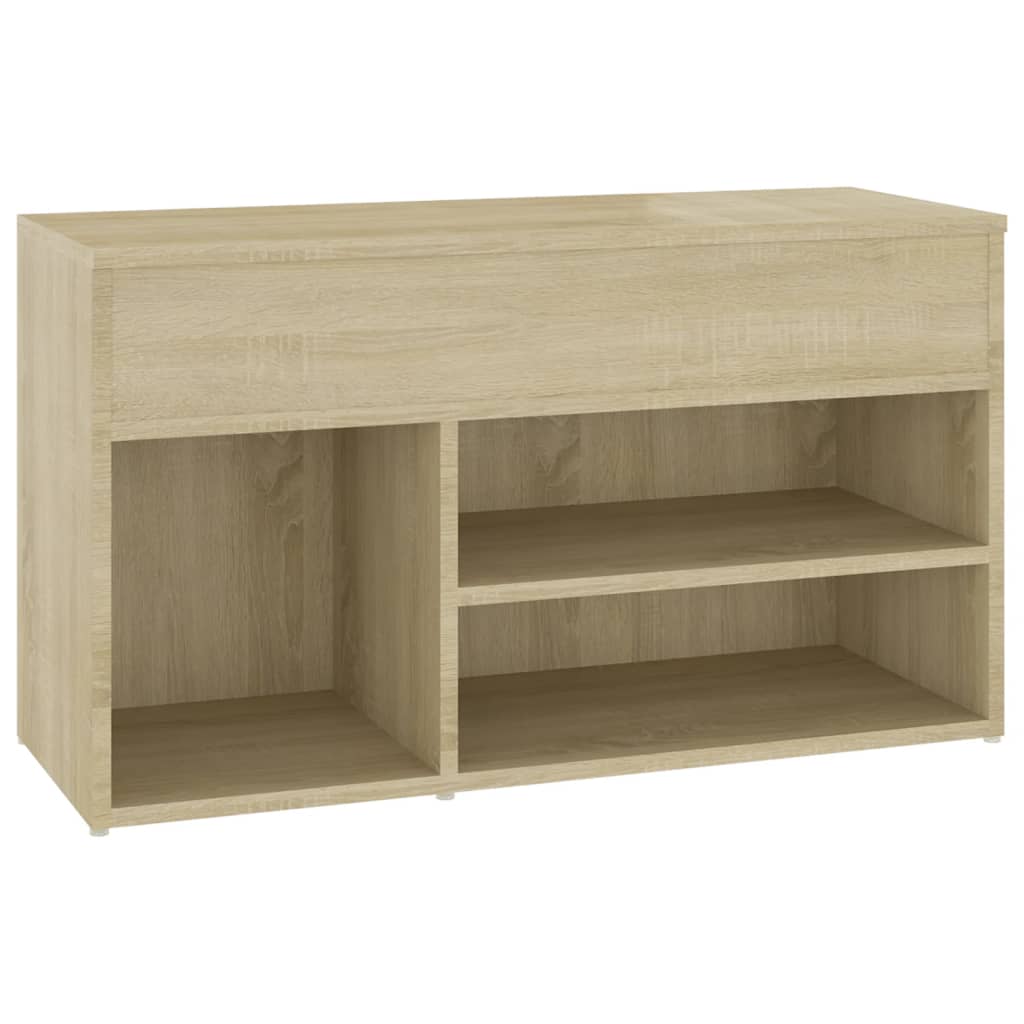 Schoenenbank 80x30x45 cm bewerkt hout eikenkleurig