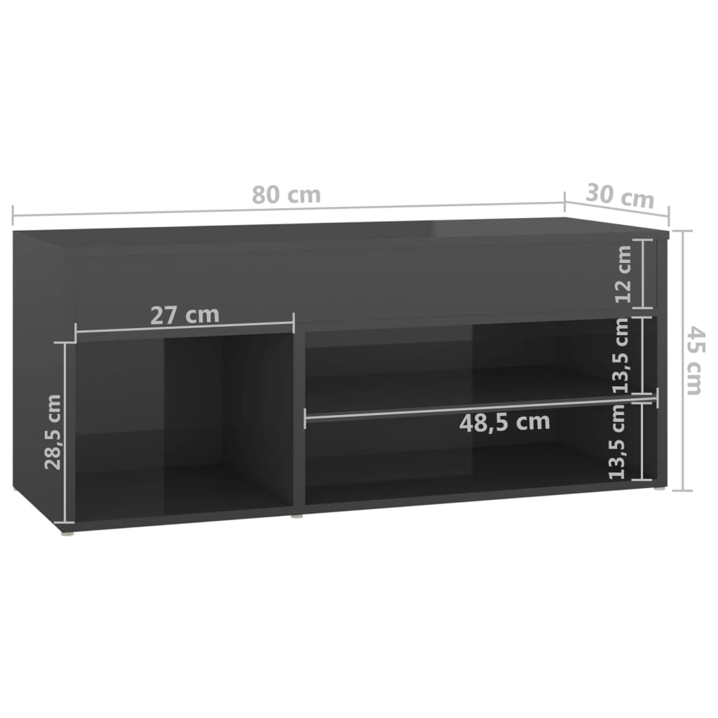 Schoenenbank 80x30x45 cm bewerkt hout eikenkleurig