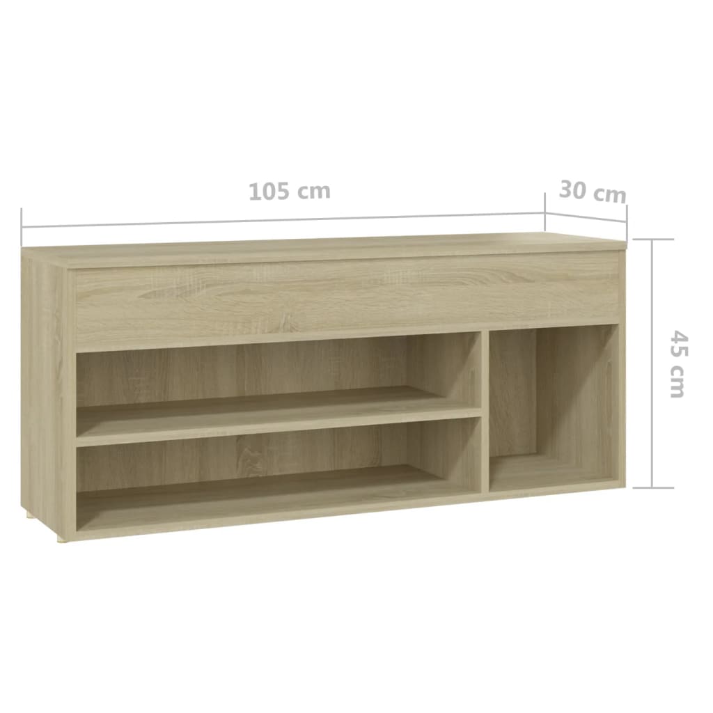 Schoenenbank 105x30x45 cm bewerkt hout eikenkleurig