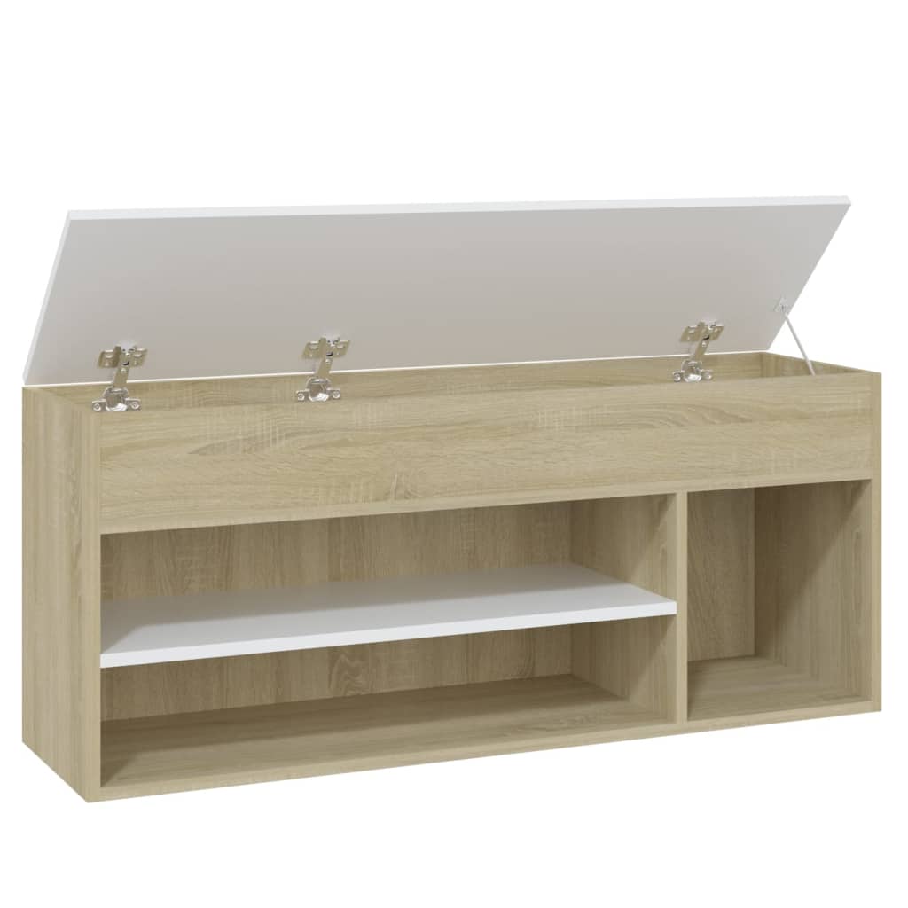 Schoenenbank 105x30x45 cm bewerkt hout eikenkleurig