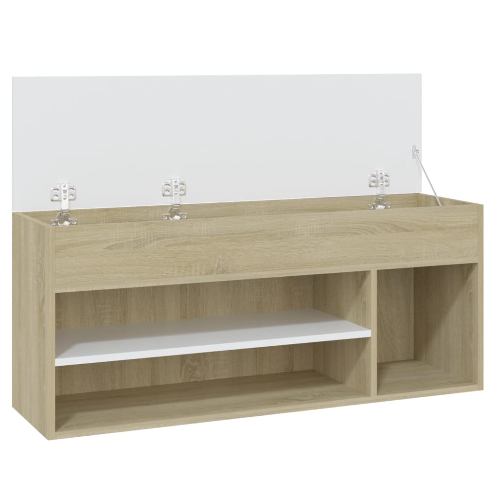 Schoenenbank 105x30x45 cm bewerkt hout eikenkleurig