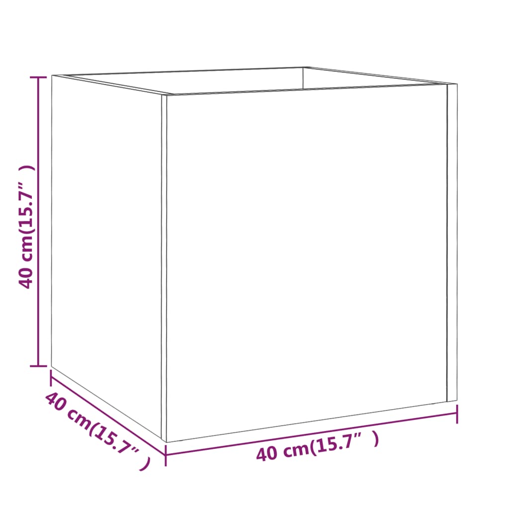 Plantenbak 40x40x40 cm bewerkt hout eikenkleurig