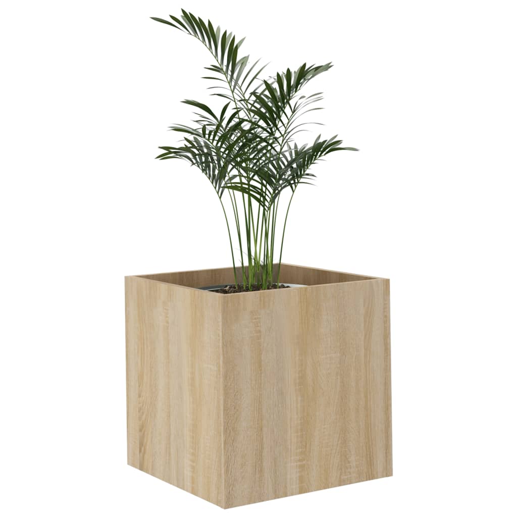 Plantenbak 40x40x40 cm bewerkt hout eikenkleurig