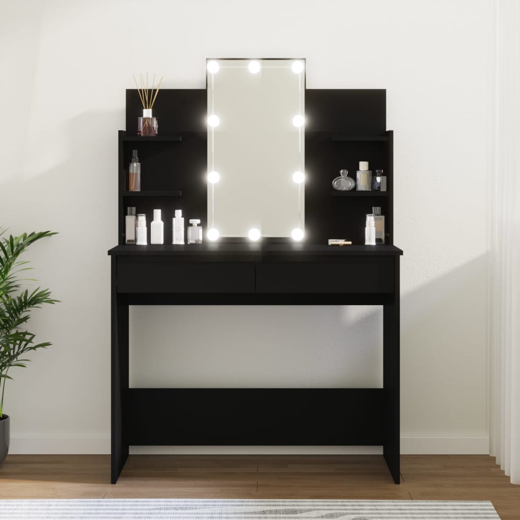 Coiffeuse avec éclairage LED 96x40x142 cm coloris chêne