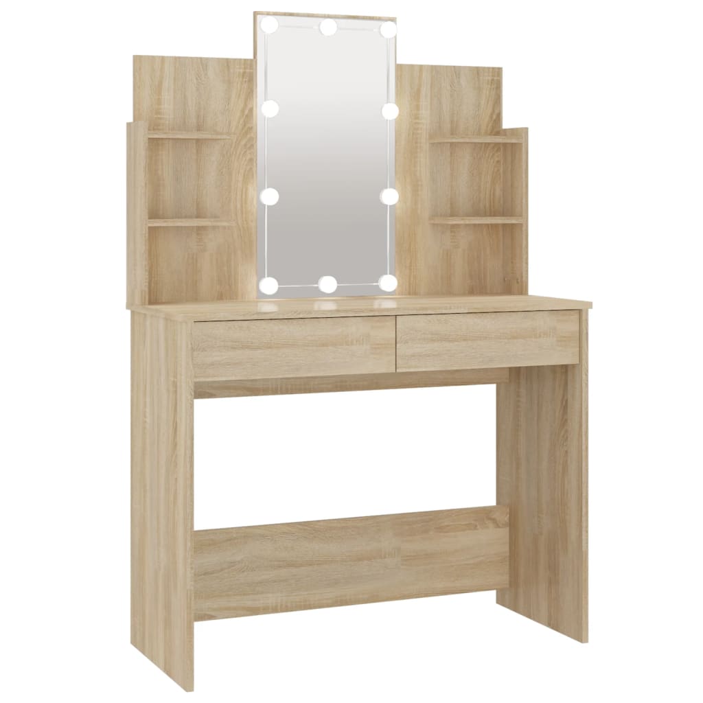 Kaptafel met LED-verlichting 96x40x142 cm eikenkleur