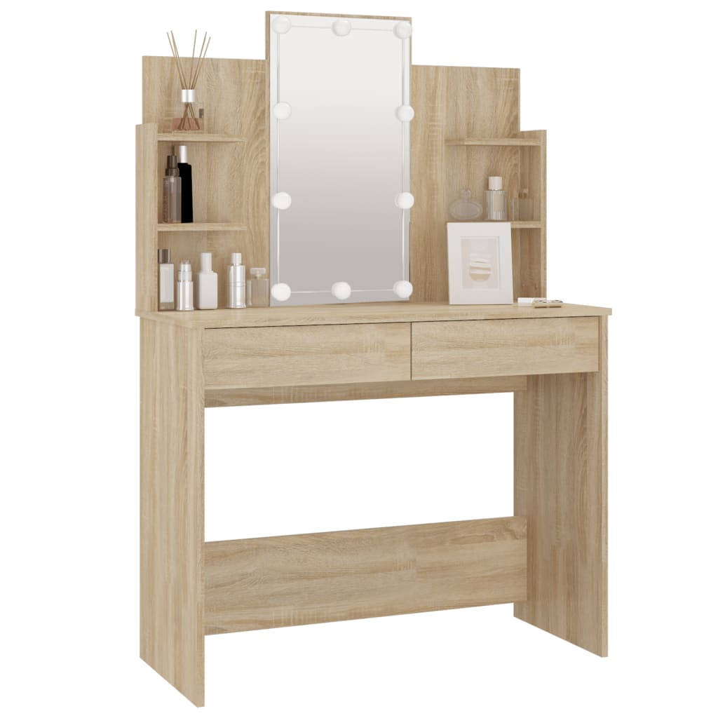 Kaptafel met LED-verlichting 96x40x142 cm eikenkleur