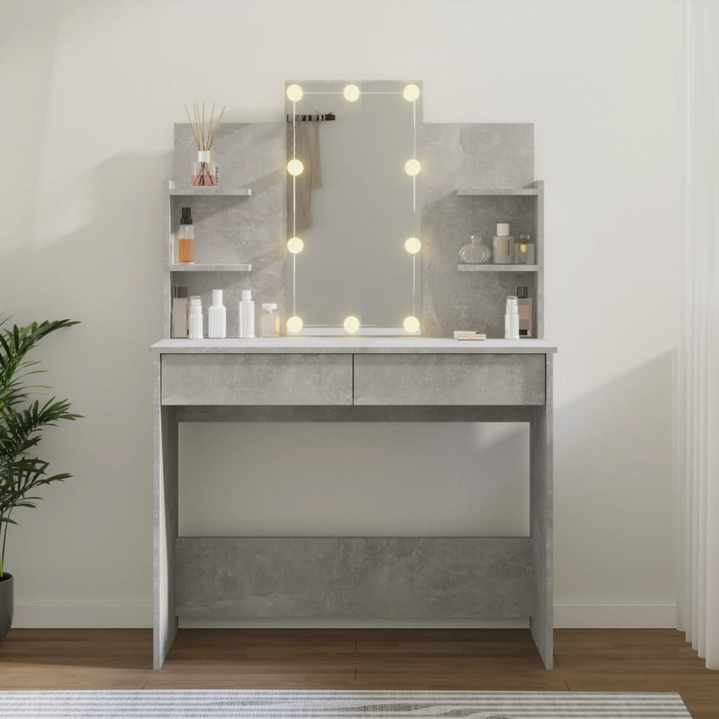 Coiffeuse avec éclairage LED 96x40x142 cm coloris chêne