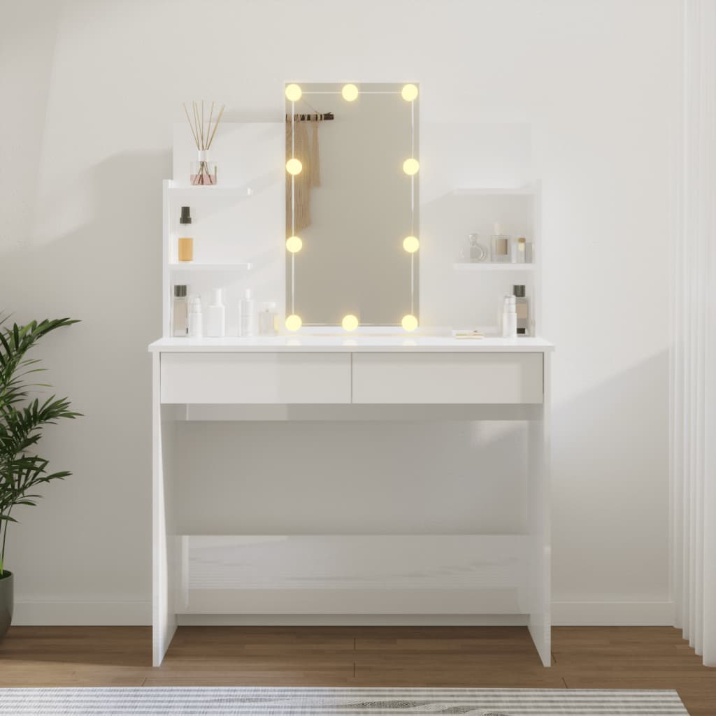 Coiffeuse avec éclairage LED 96x40x142 cm coloris chêne