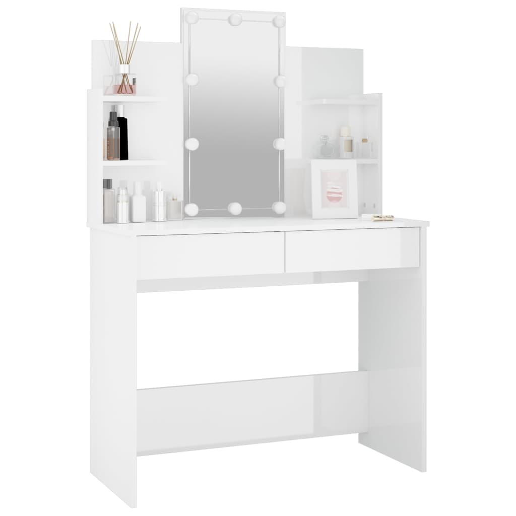 Coiffeuse avec éclairage LED 96x40x142 cm coloris chêne