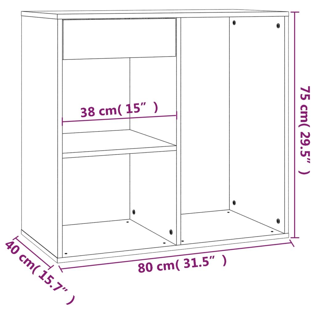 Cosmeticakast 80x40x75 cm bewerkt hout eikenkleurig